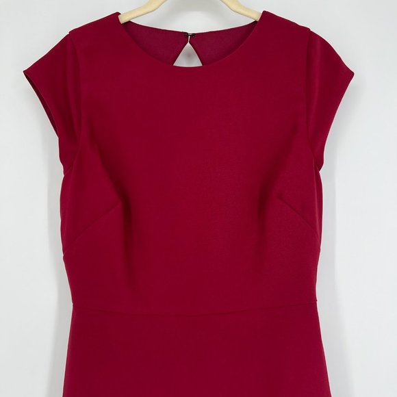 Thread Bridesmaid Size 4 Cap Sleeve Open-Back Trumpet Gown Front Slit Burgundy - Picture 3 of 12